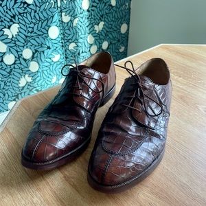 Mezlan Cognac Brown 100% Genuine Alligator 13R Dress Shoes